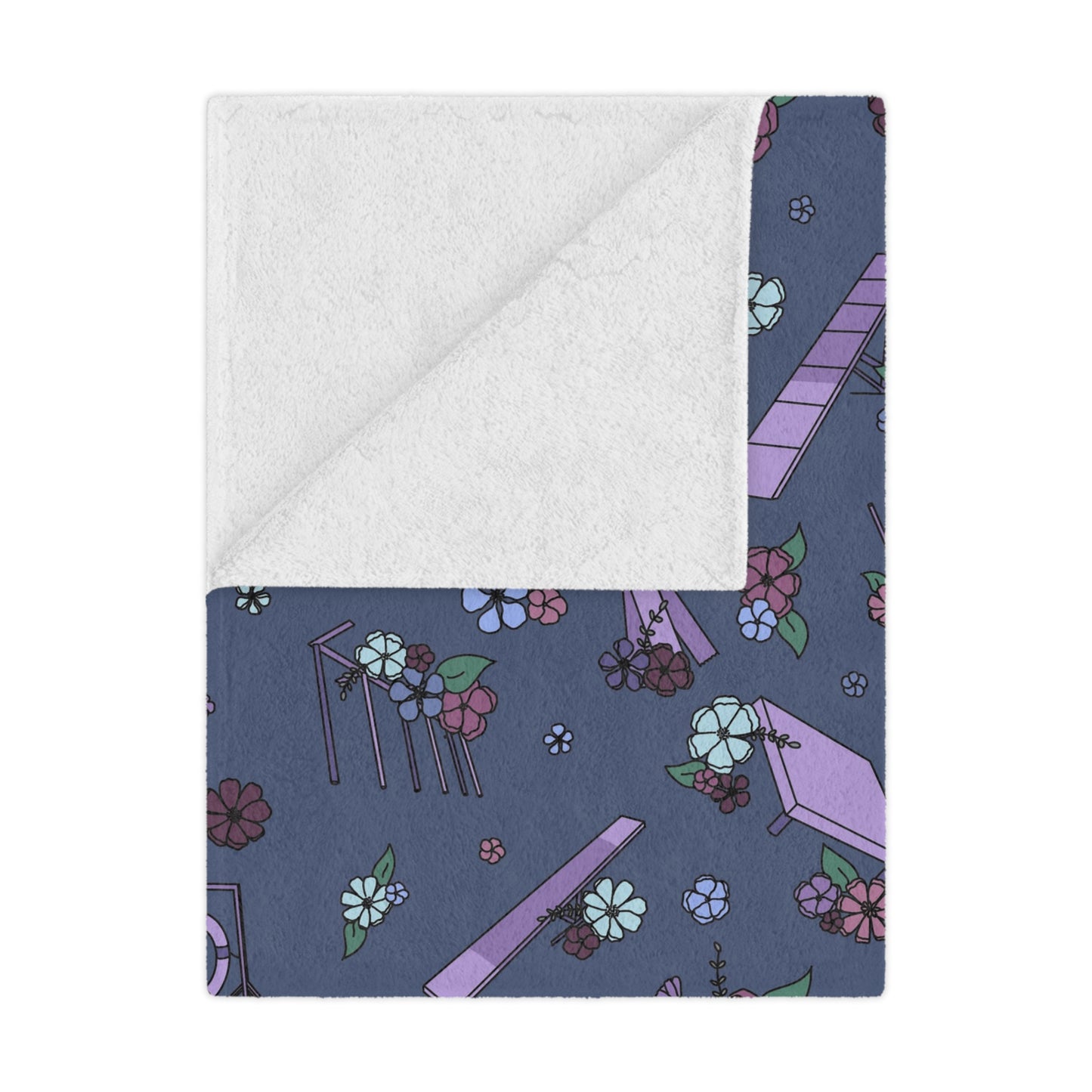 Navy Floral Dog Agility Minky Blanket