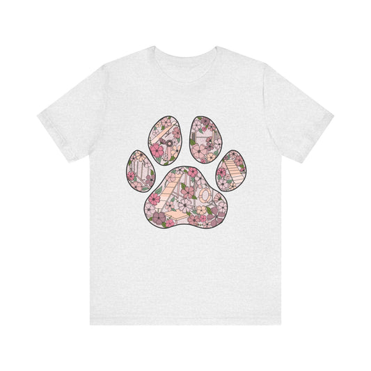 Floral Dog Agility Paw Print Bella + Canvas Short Sleeve Tee