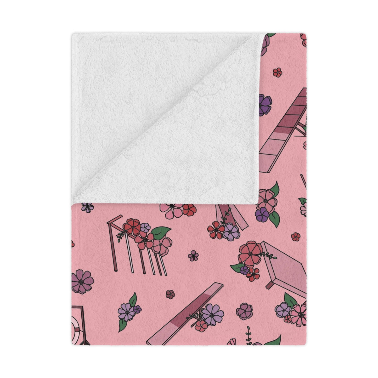 Pink Floral Dog Agility Minky Blanket