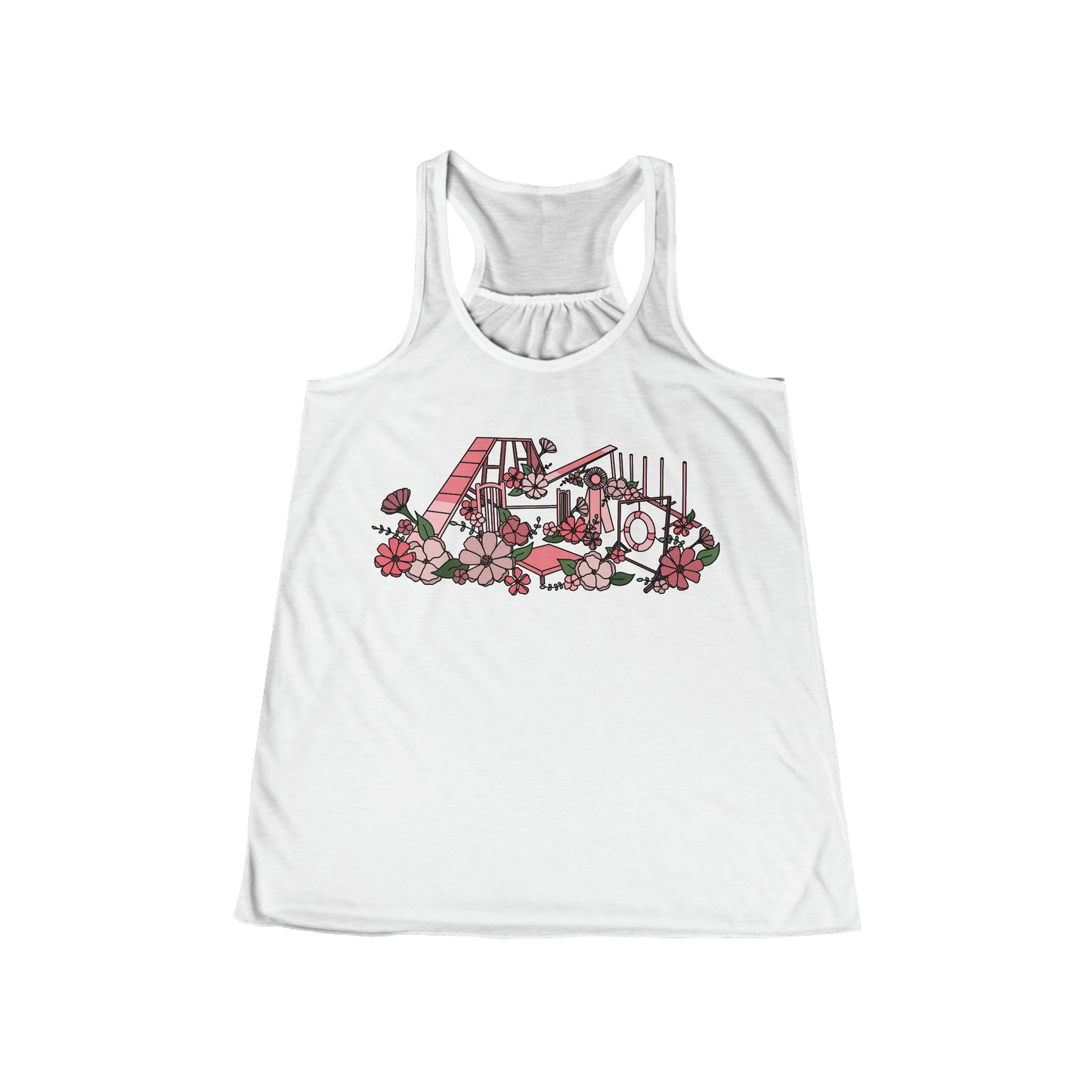 Floral Dog Agility Equipment Print Women's Flowy Racerback Tank