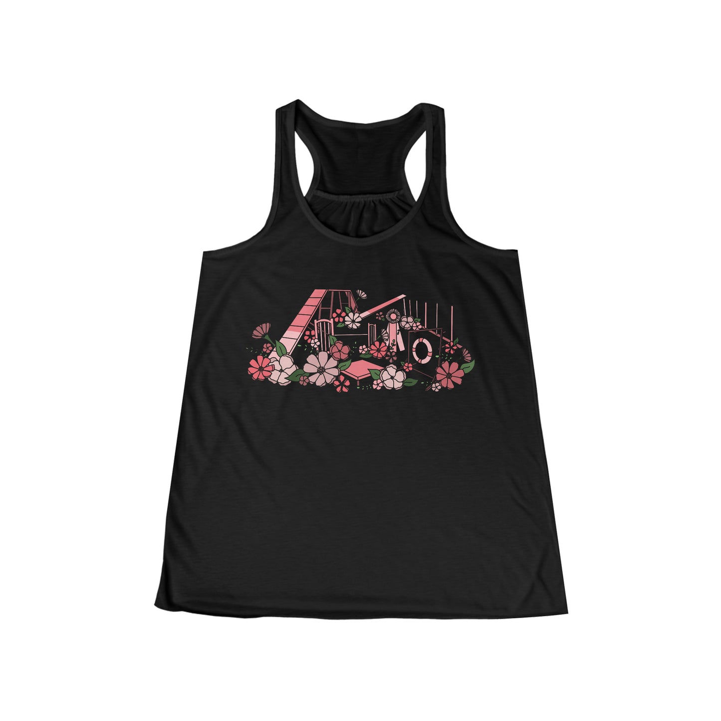 Floral Dog Agility Equipment Print Women's Flowy Racerback Tank