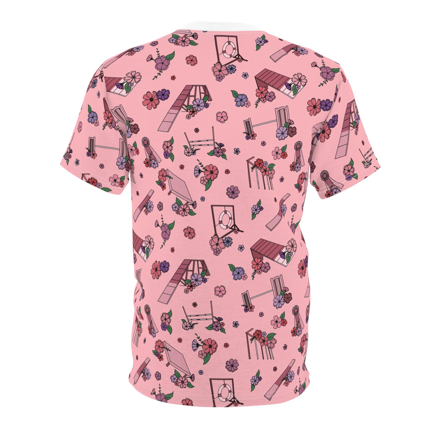 Pink Floral Agility Equipment All Over Print Tee