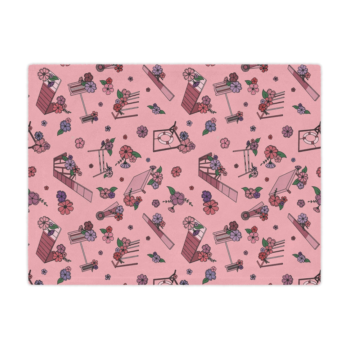 Pink Floral Dog Agility Minky Blanket