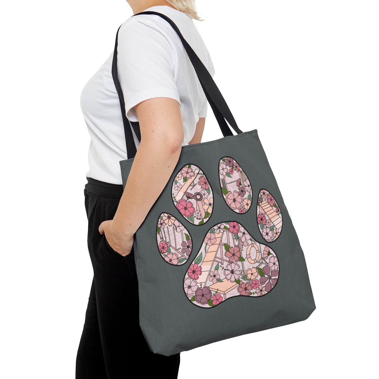 Dog Floral Agility Paw Tote Bag