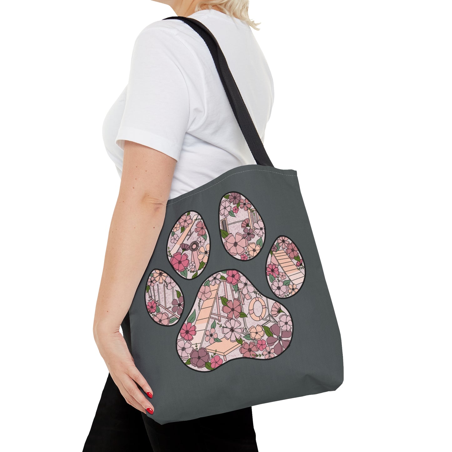 Dog Floral Agility Paw Tote Bag