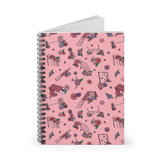 Pink Floral Dog Agility Spiral Notebook - Ruled Line, No Title