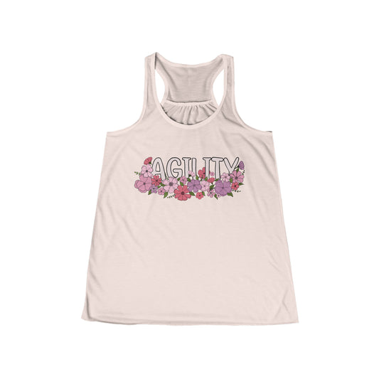 Dog Agility Floral Women's Flowy Racerback Tank