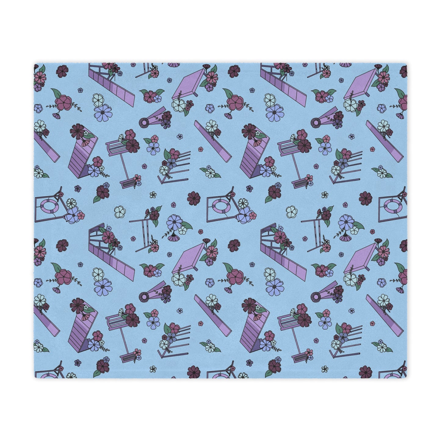 Blue Floral Dog Agility Minky Blanket