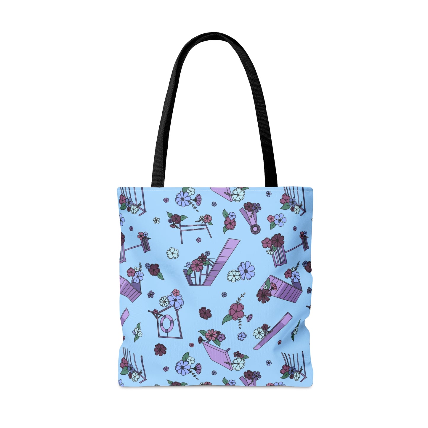 Blue Dog Agility Equipment Floral Tote Bag