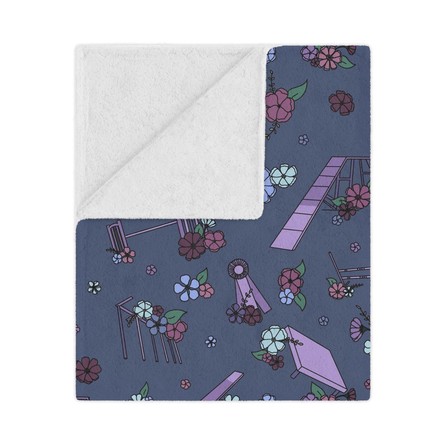 Navy Floral Dog Agility Minky Blanket