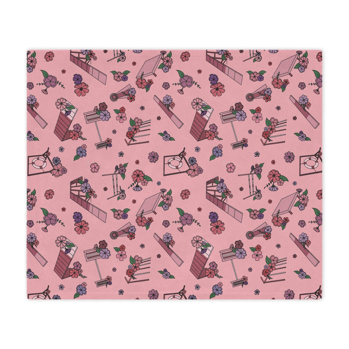 Pink Floral Dog Agility Minky Blanket