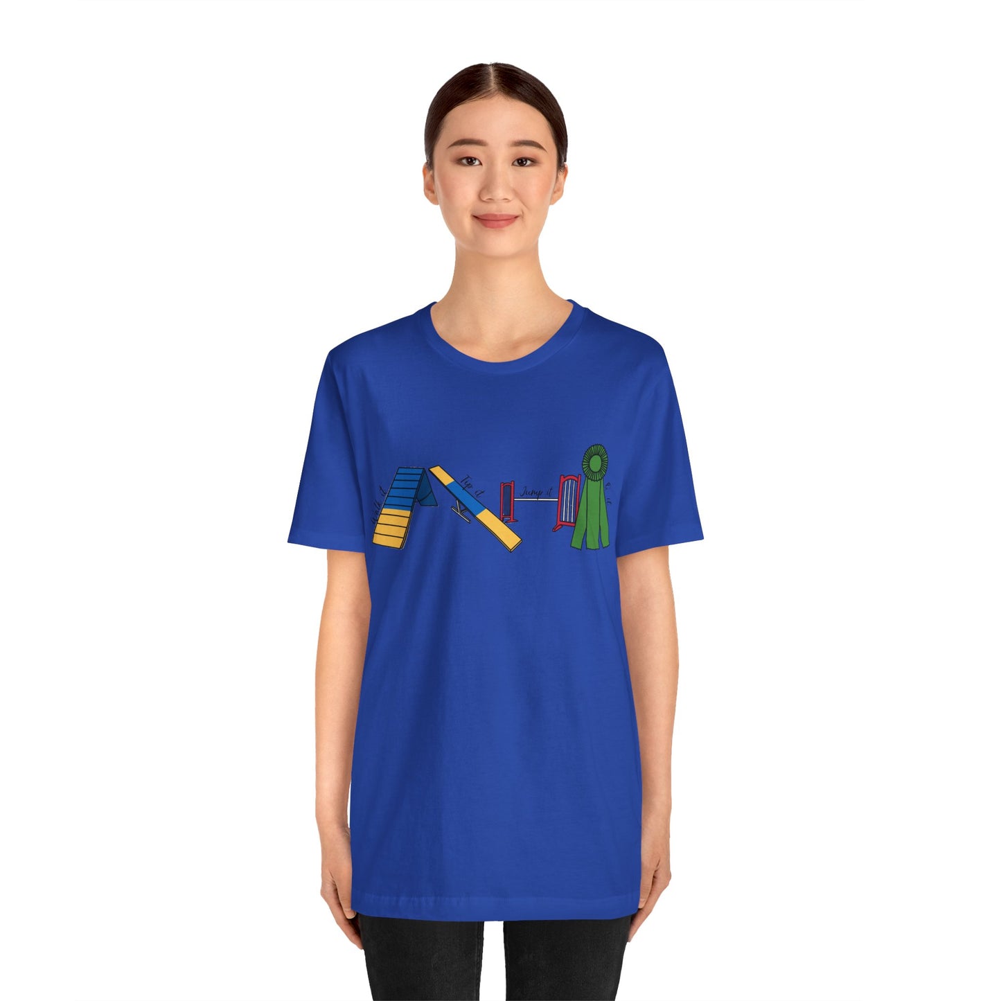 Dog Agility Day - Walk it, Tip it, Jump it, Q it - Print Bella + Canvas Short Sleeve Tee