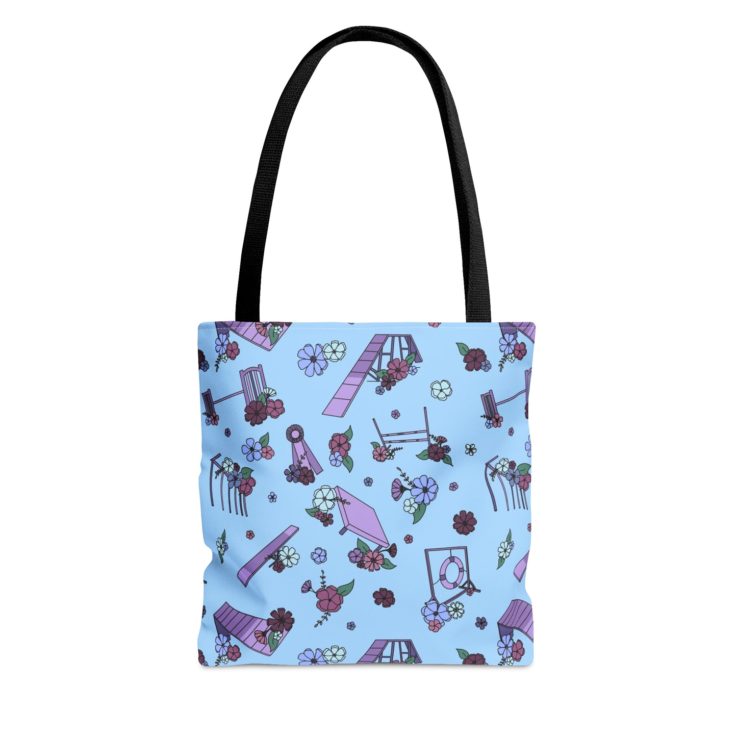 Blue Dog Agility Equipment Floral Tote Bag