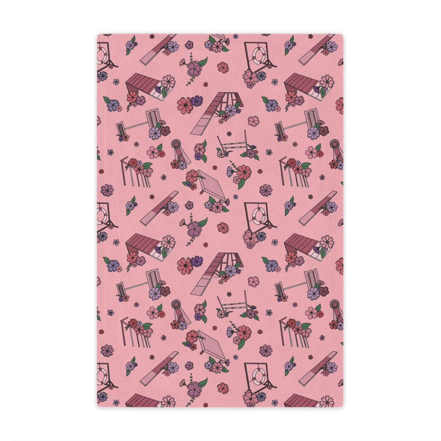 Pink Floral Dog Agility Minky Blanket