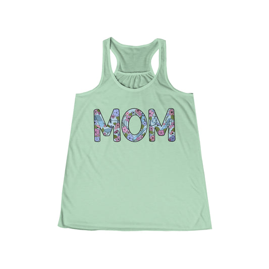 Floral Dog Agility Mom Print Women's Flowy Racerback Tank