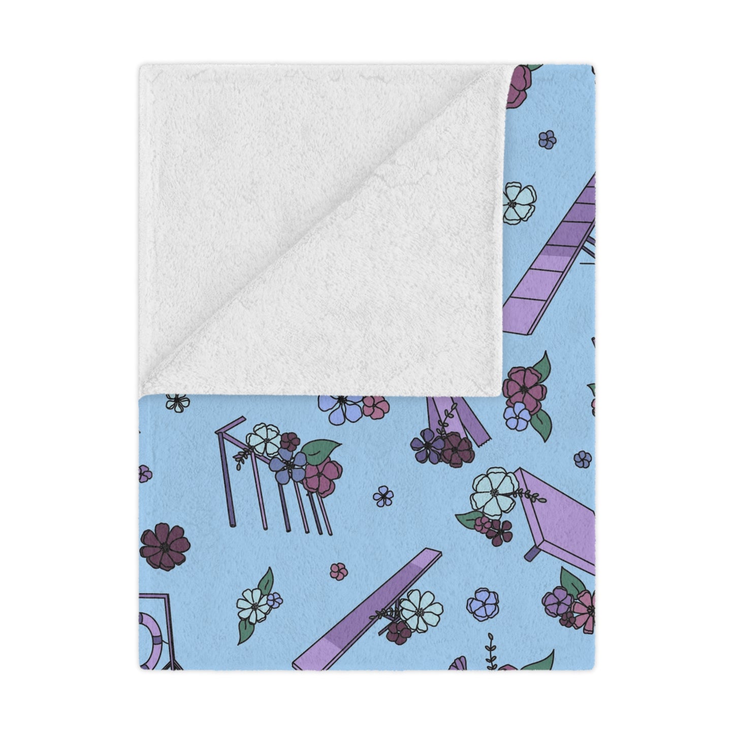 Blue Floral Dog Agility Minky Blanket