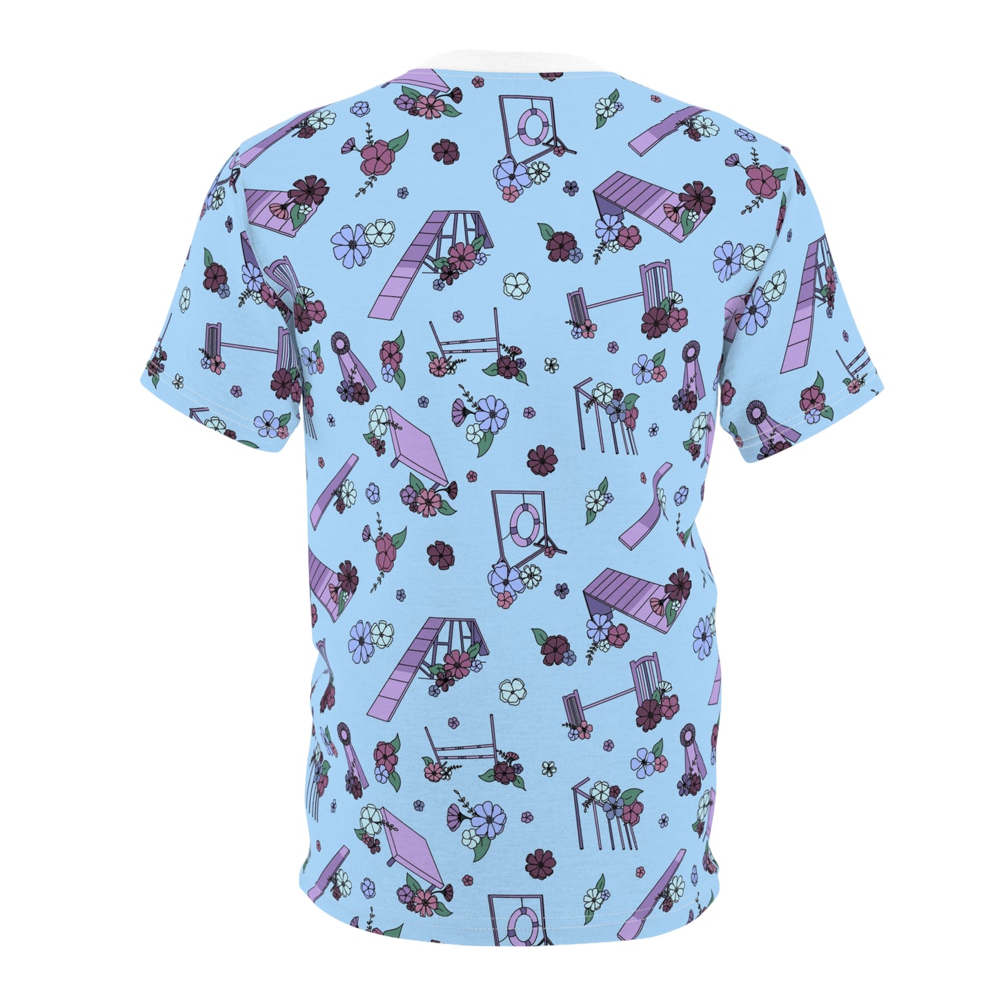 Blue Floral Agility Equipment All Over Print Tee