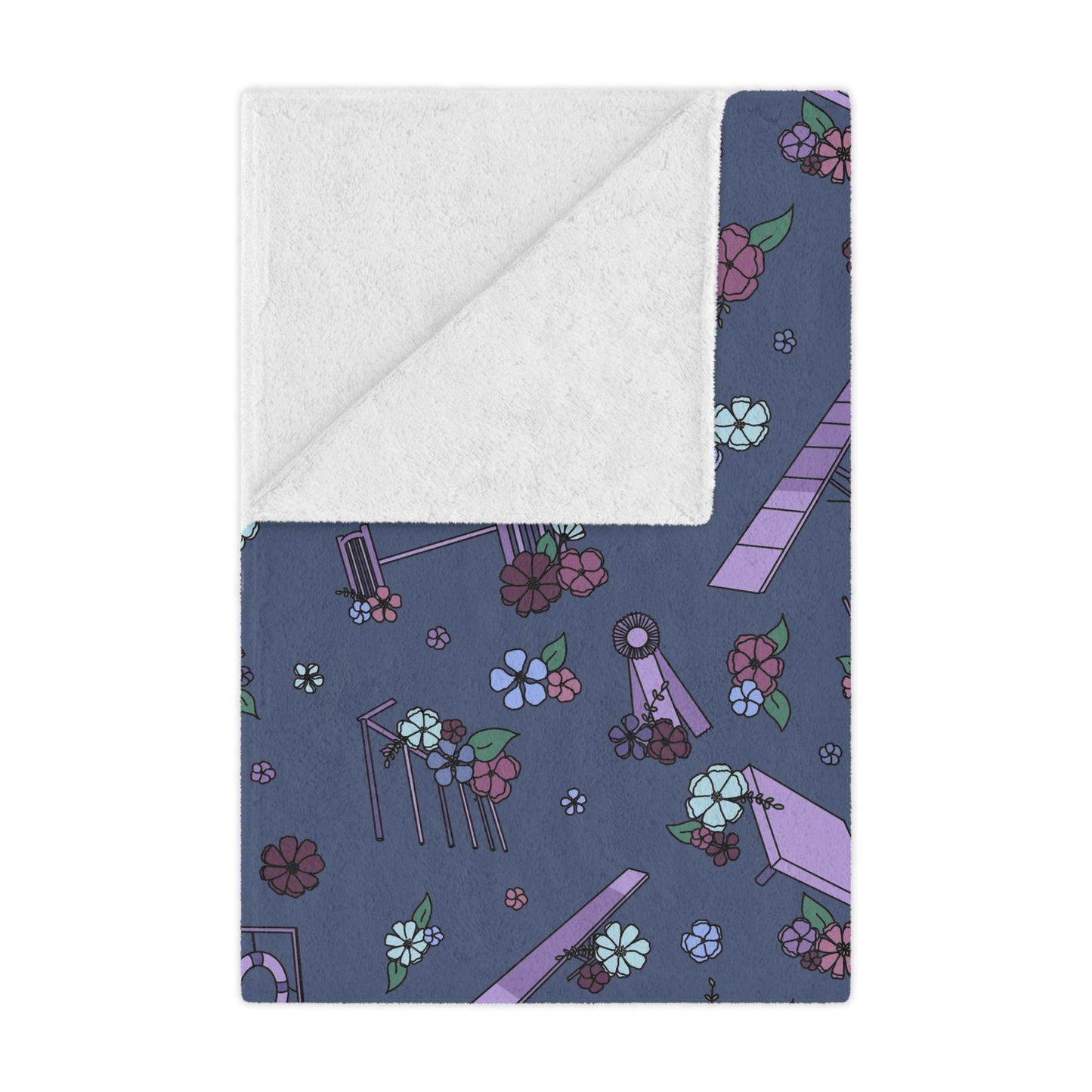 Navy Floral Dog Agility Minky Blanket