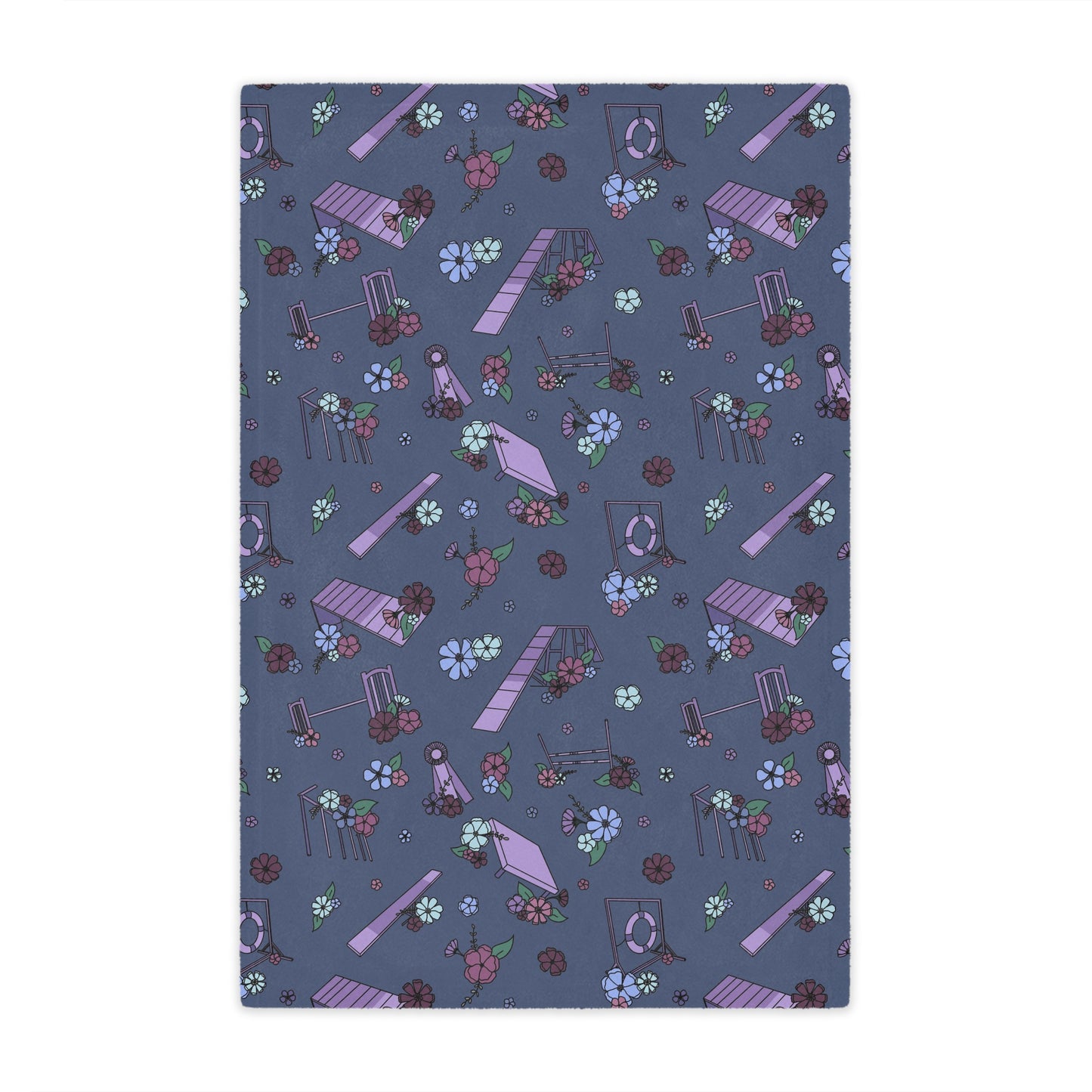 Navy Floral Dog Agility Minky Blanket