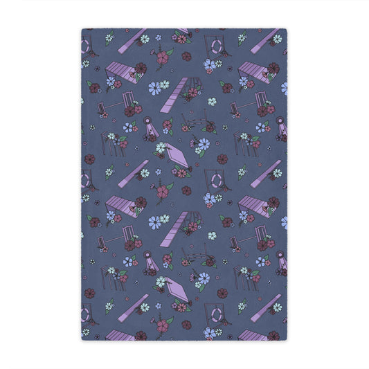 Navy Floral Dog Agility Minky Blanket