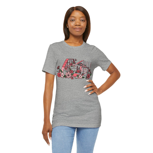 Dog Agility Floral Equipment Print Bella + Canvas Short Sleeve Tee