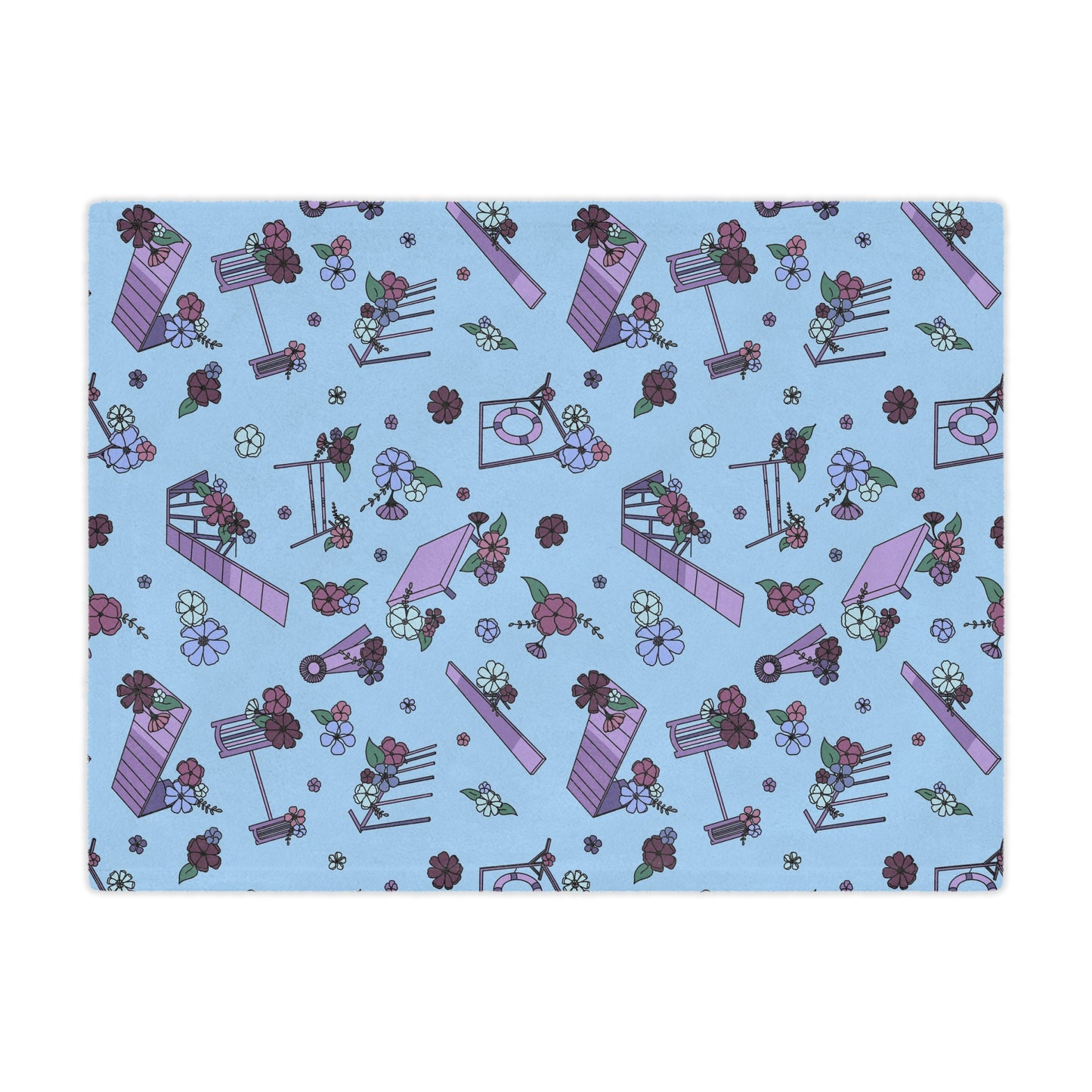 Blue Floral Dog Agility Minky Blanket