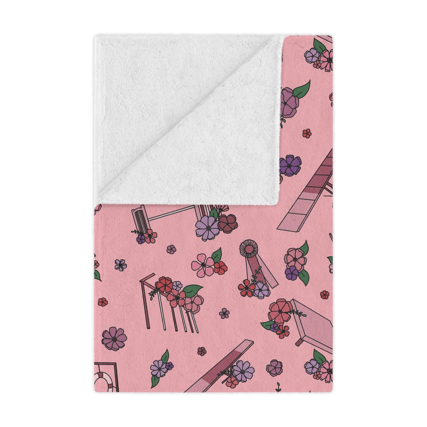 Pink Floral Dog Agility Minky Blanket