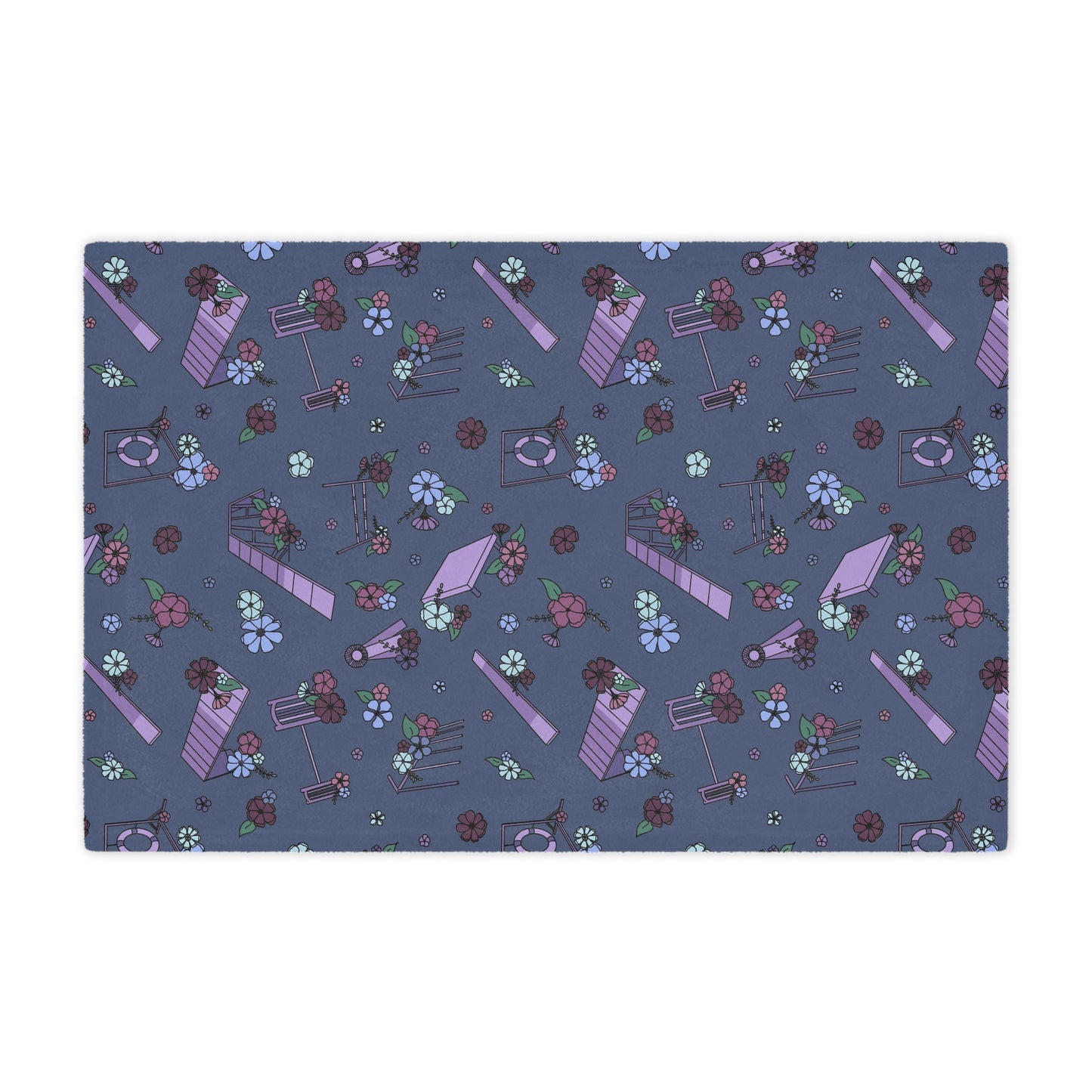 Navy Floral Dog Agility Minky Blanket