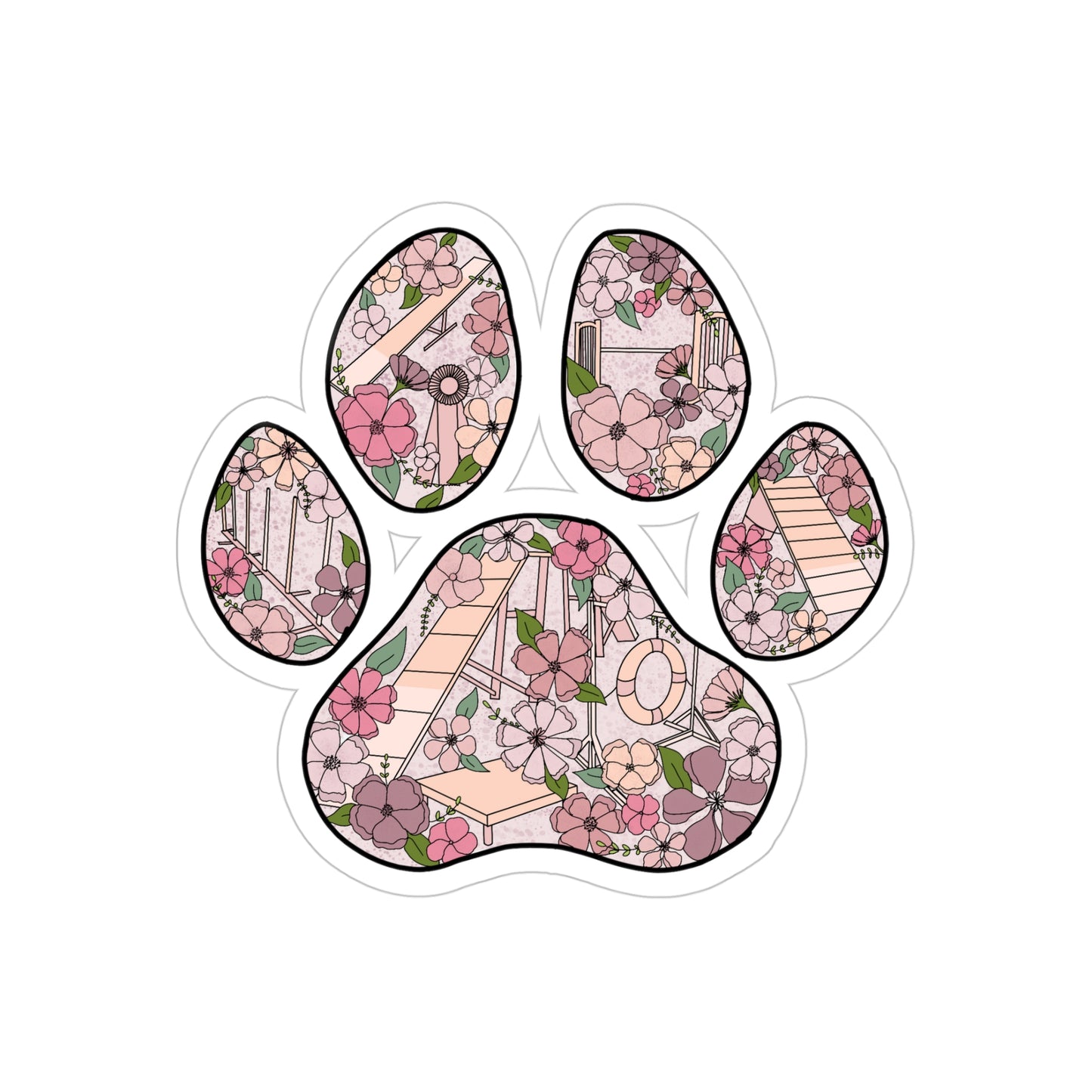 Dog Agility Paw Transparent Outdoor Stickers, Die-Cut, 1pcs