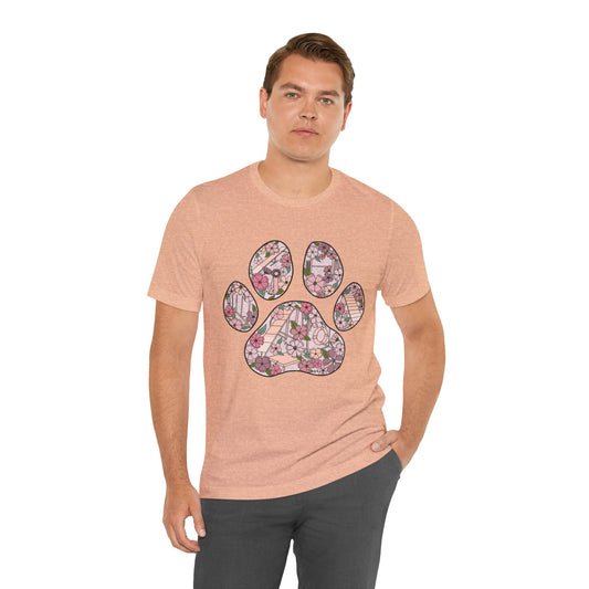 Floral Dog Agility Paw Print Bella + Canvas Short Sleeve Tee