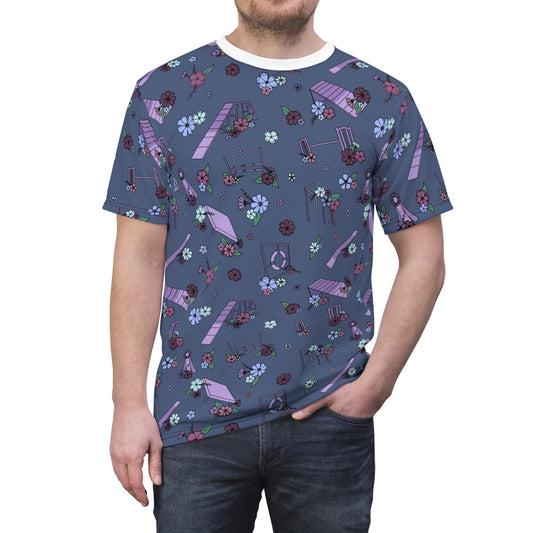 Navy Floral Agility Equipment All Over Print Tee