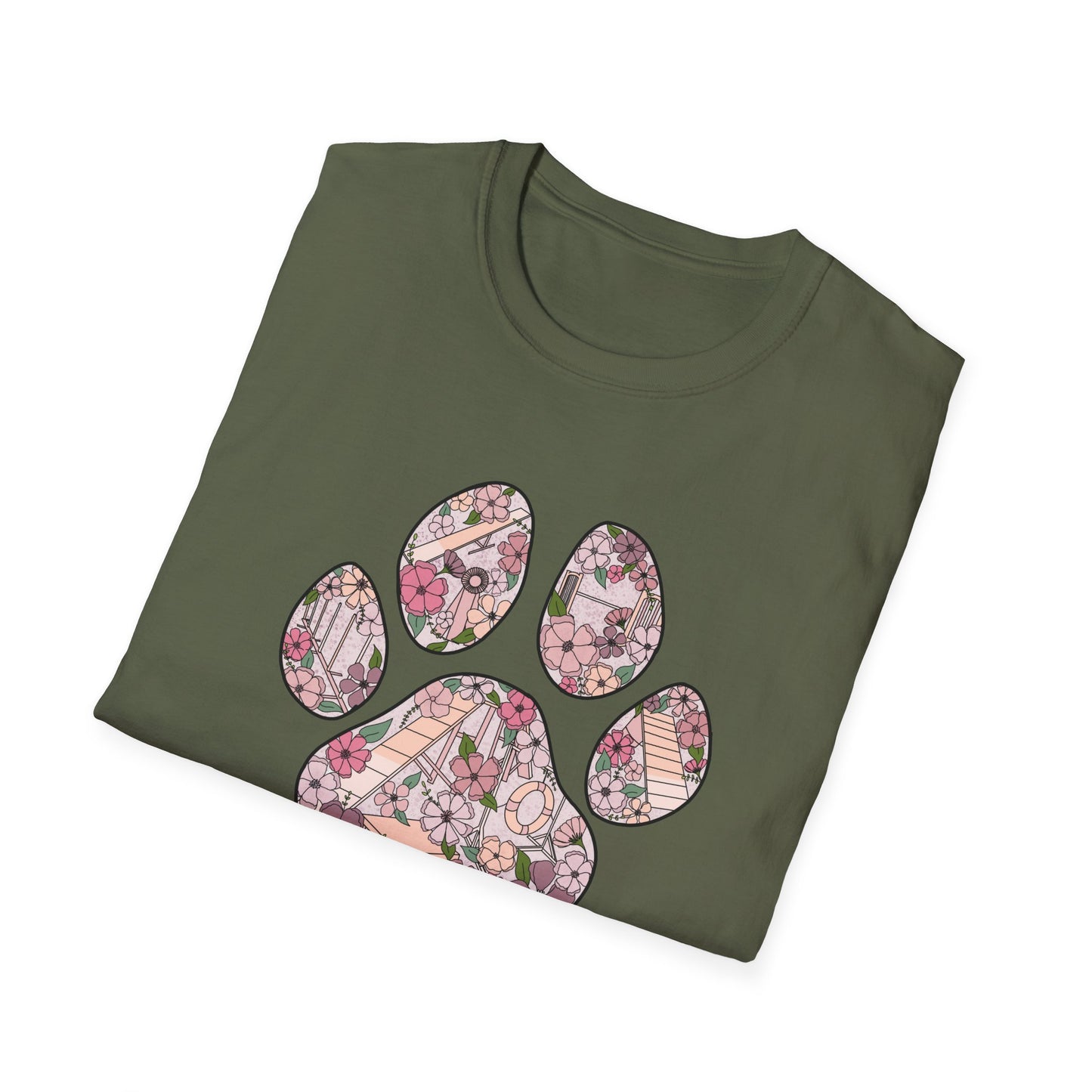 Floral Agility Paw Gildan Unisex Softstyle Tshirt