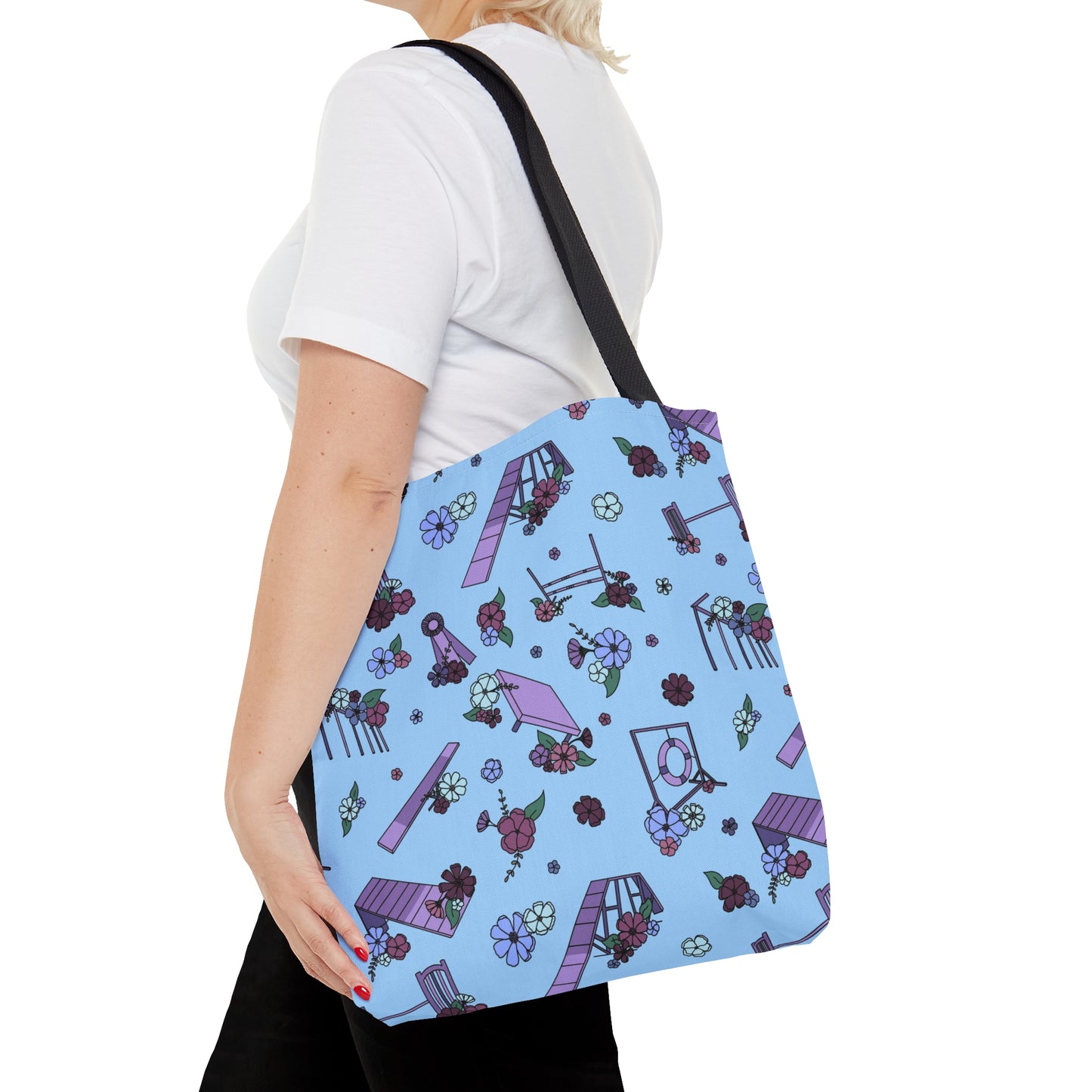 Blue Dog Agility Equipment Floral Tote Bag