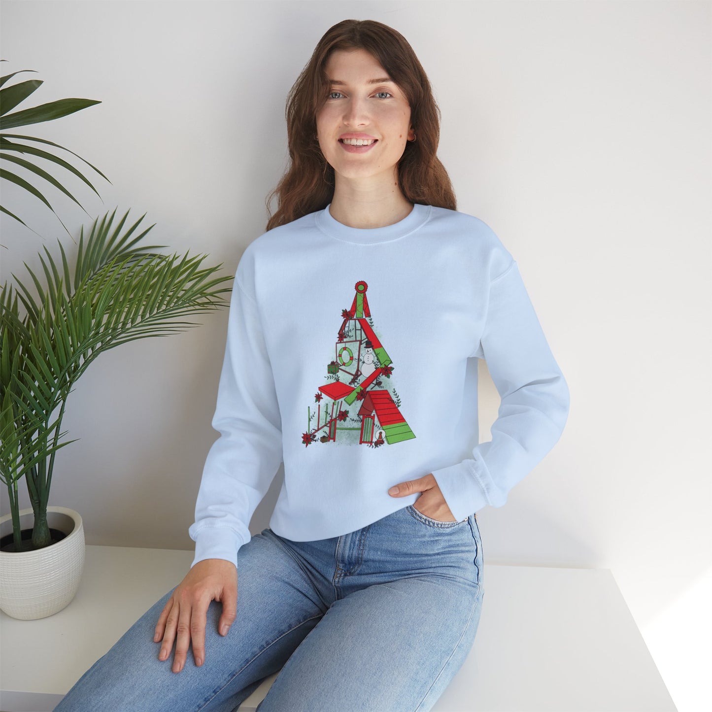 Merry and Bright Agility Tree Heavy Blend™ Crewneck Sweatshirt