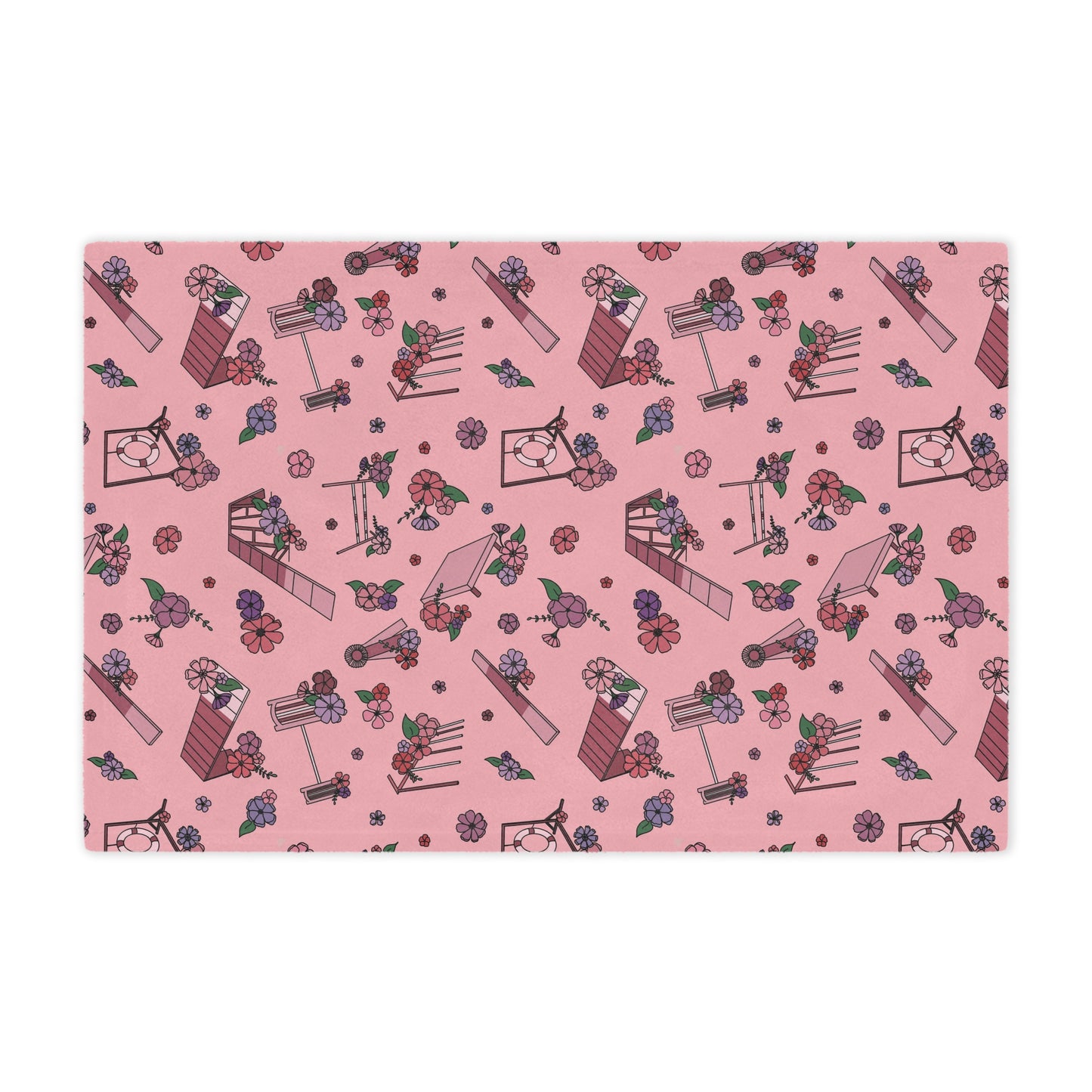 Pink Floral Dog Agility Minky Blanket