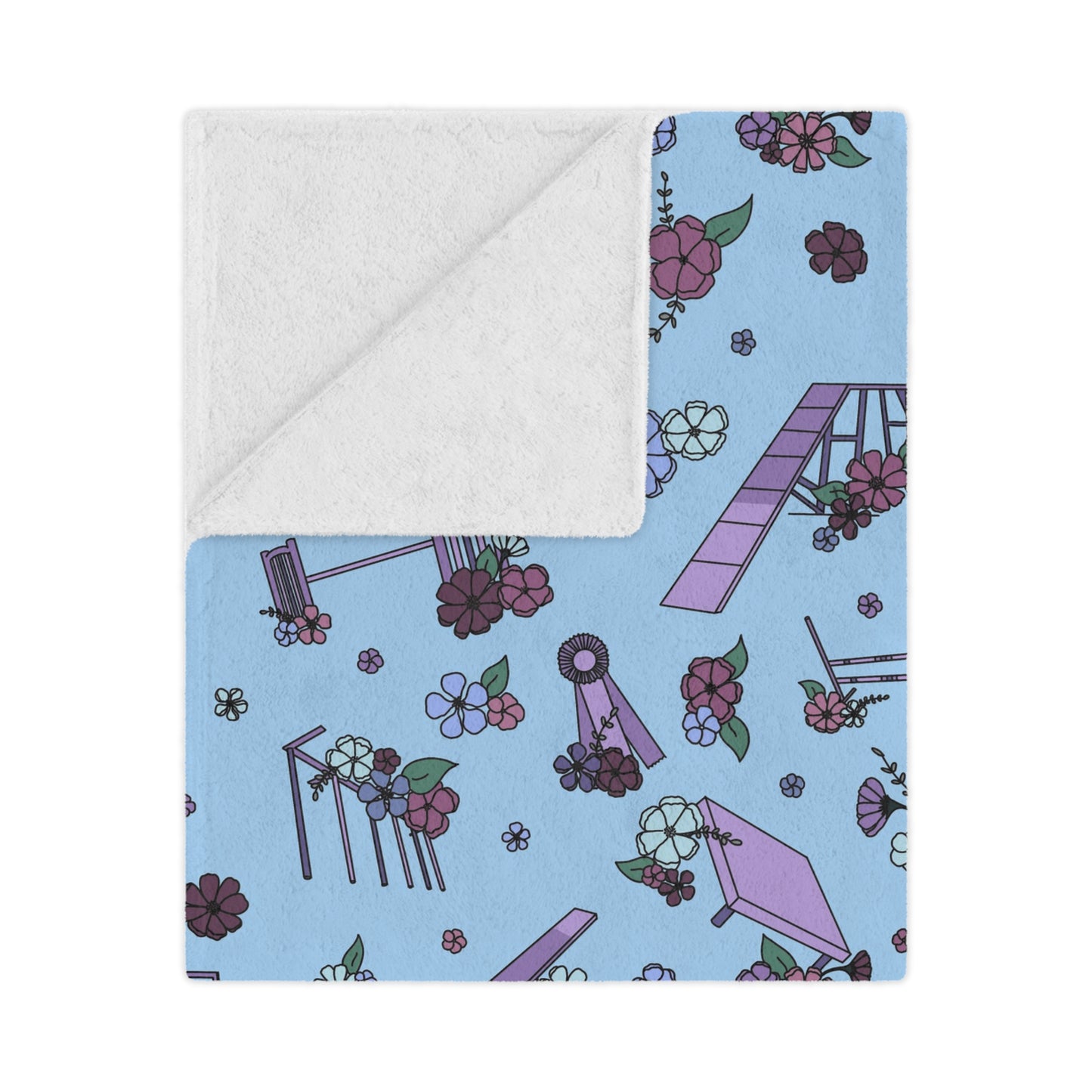 Blue Floral Dog Agility Minky Blanket