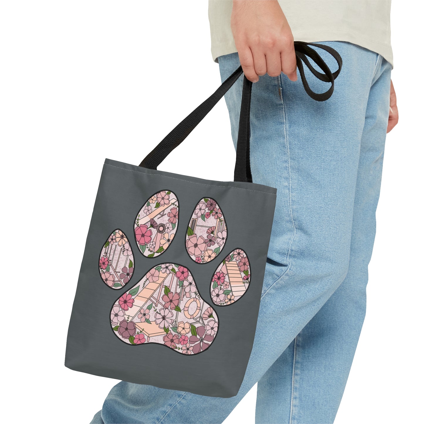 Dog Floral Agility Paw Tote Bag