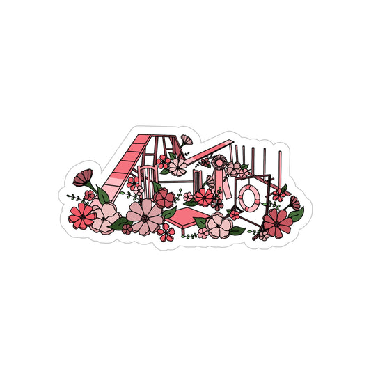 Dog Floral Agility Equipment Transparent Outdoor Stickers, Die-Cut, 1pcs