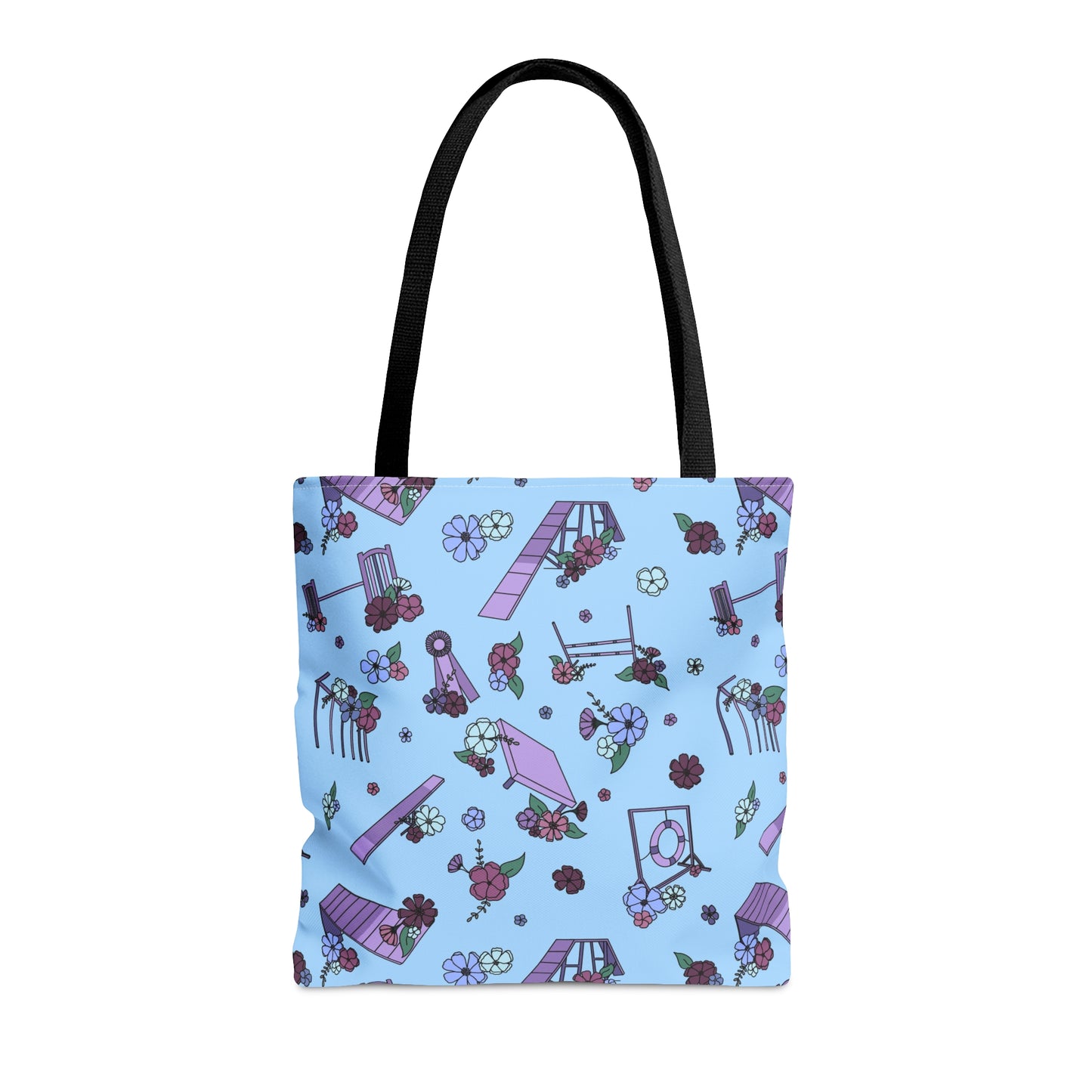 Blue Dog Agility Equipment Floral Tote Bag