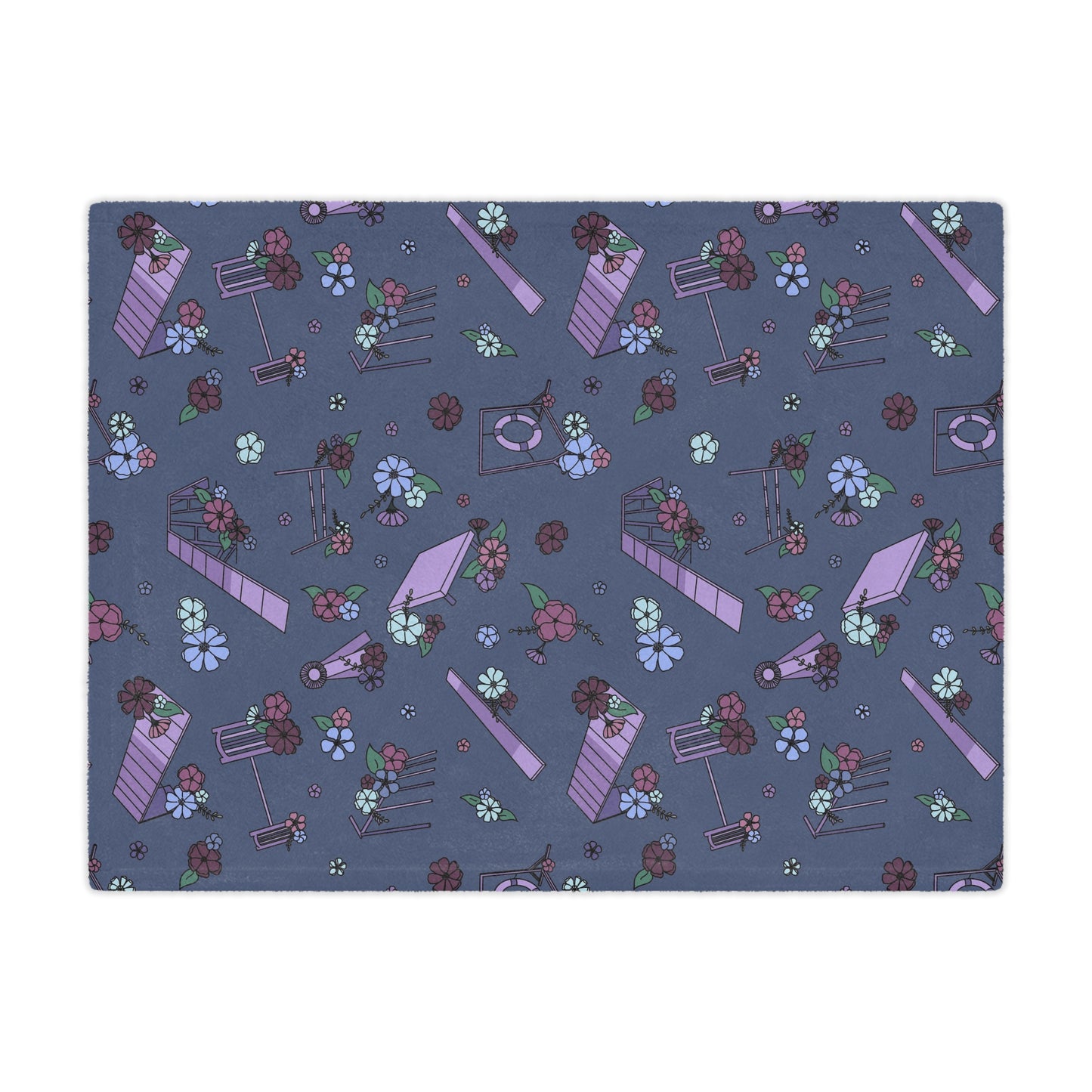 Navy Floral Dog Agility Minky Blanket