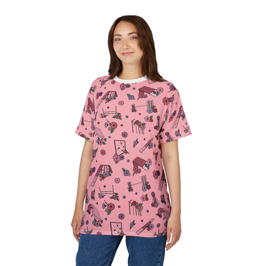 Pink Floral Agility Equipment All Over Print Tee