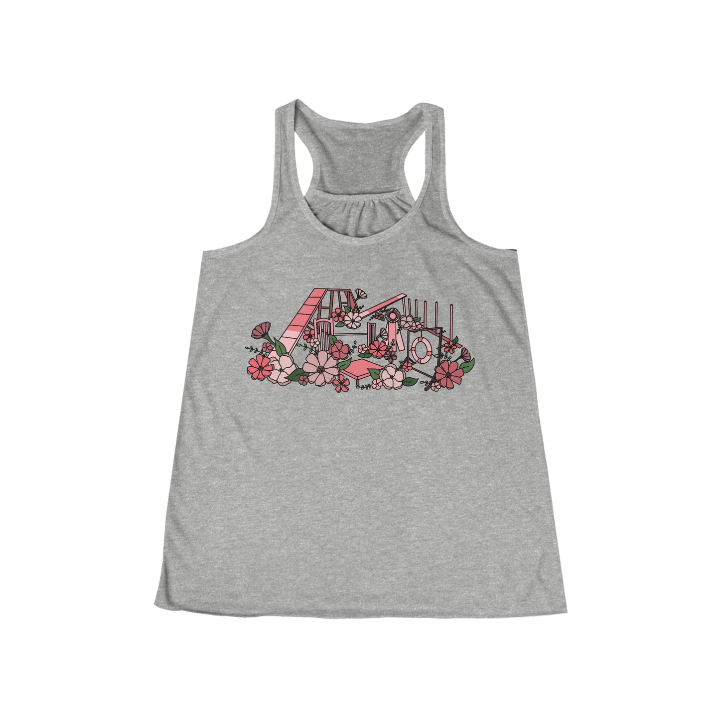 Floral Dog Agility Equipment Print Women's Flowy Racerback Tank