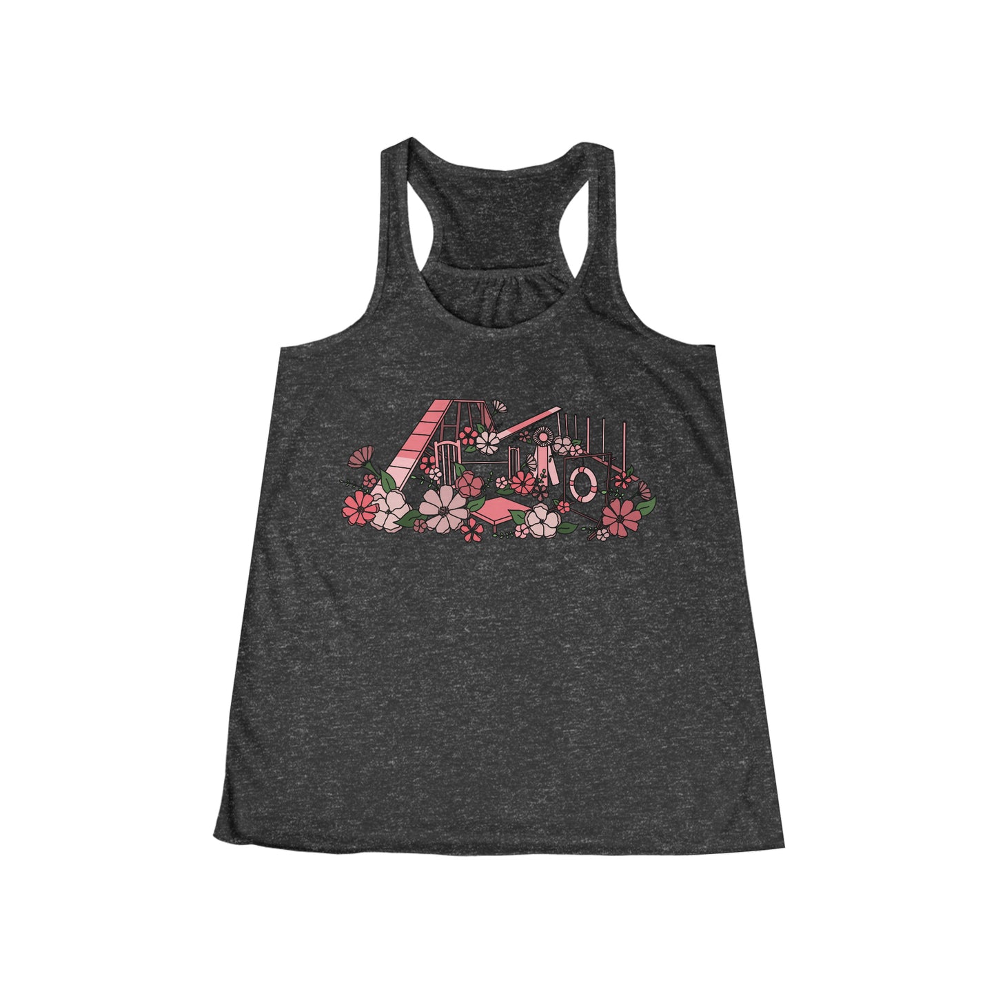 Floral Dog Agility Equipment Print Women's Flowy Racerback Tank