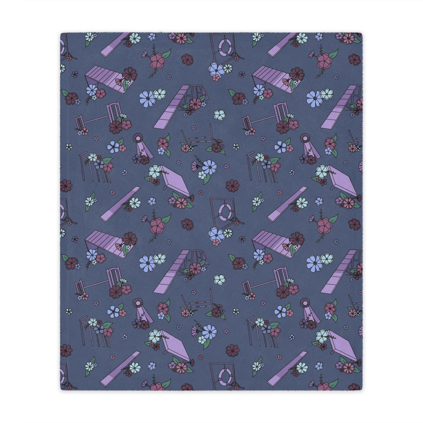 Navy Floral Dog Agility Minky Blanket