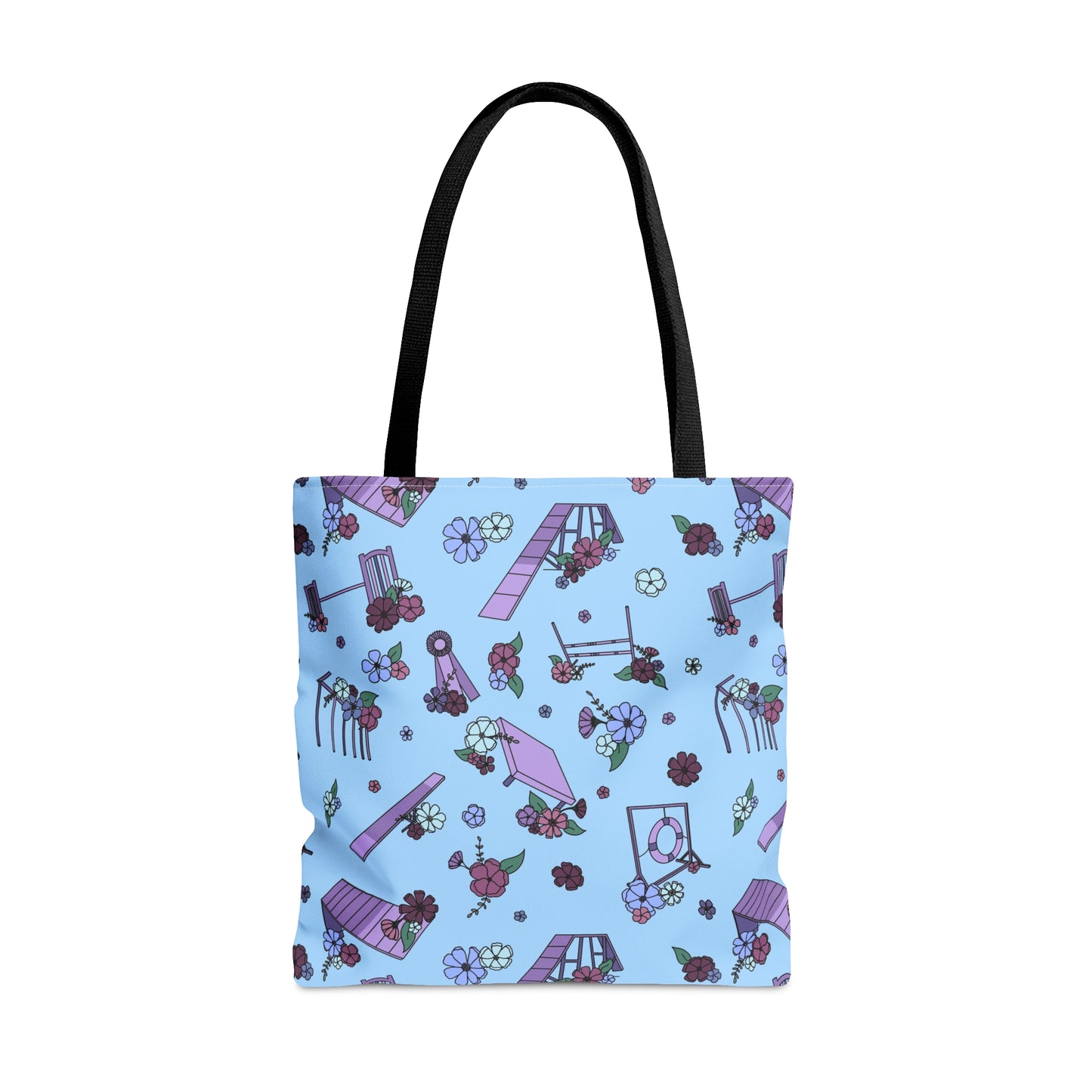 Blue Dog Agility Equipment Floral Tote Bag