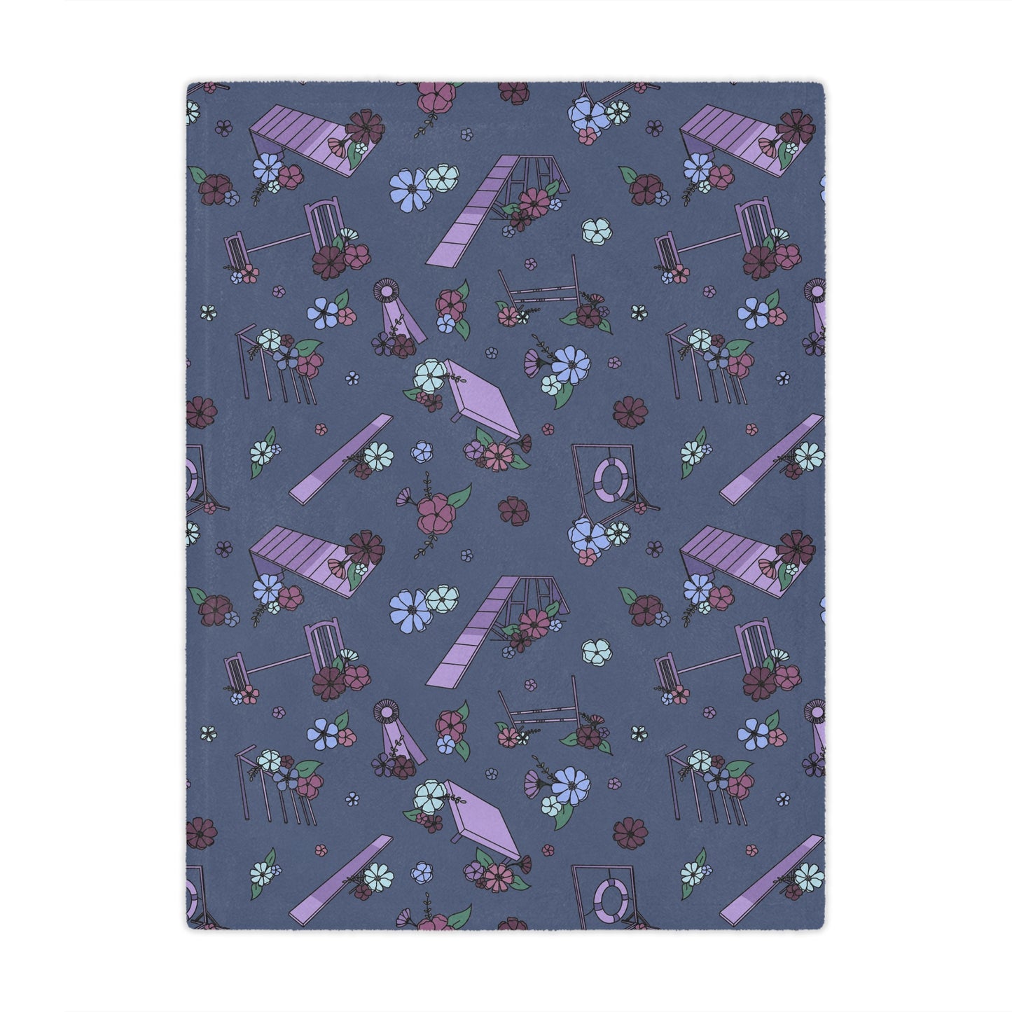 Navy Floral Dog Agility Minky Blanket