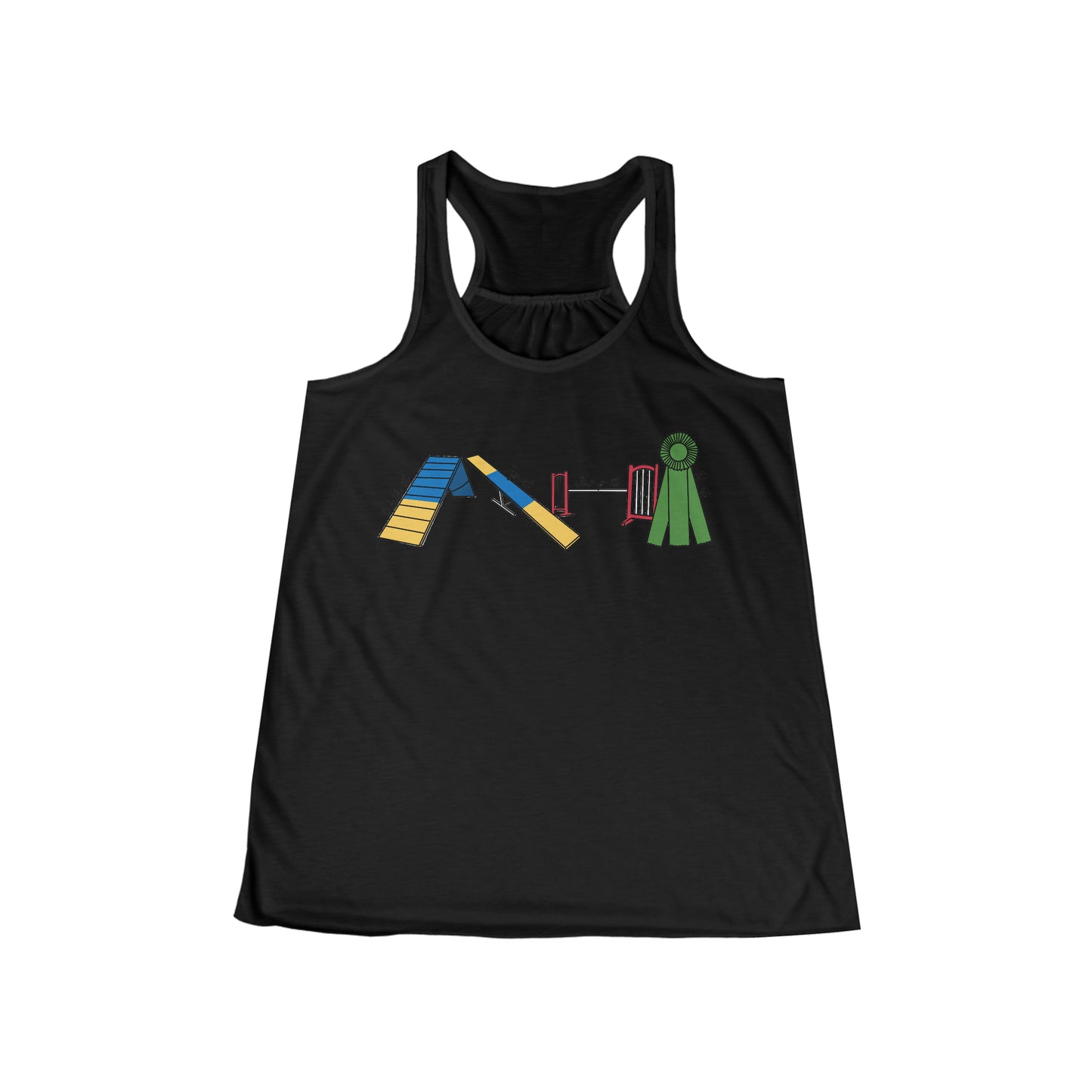 Dog Agility Day - Walk it, Tip it, Jump it, Q it - Print Women's Flowy Racerback Tank