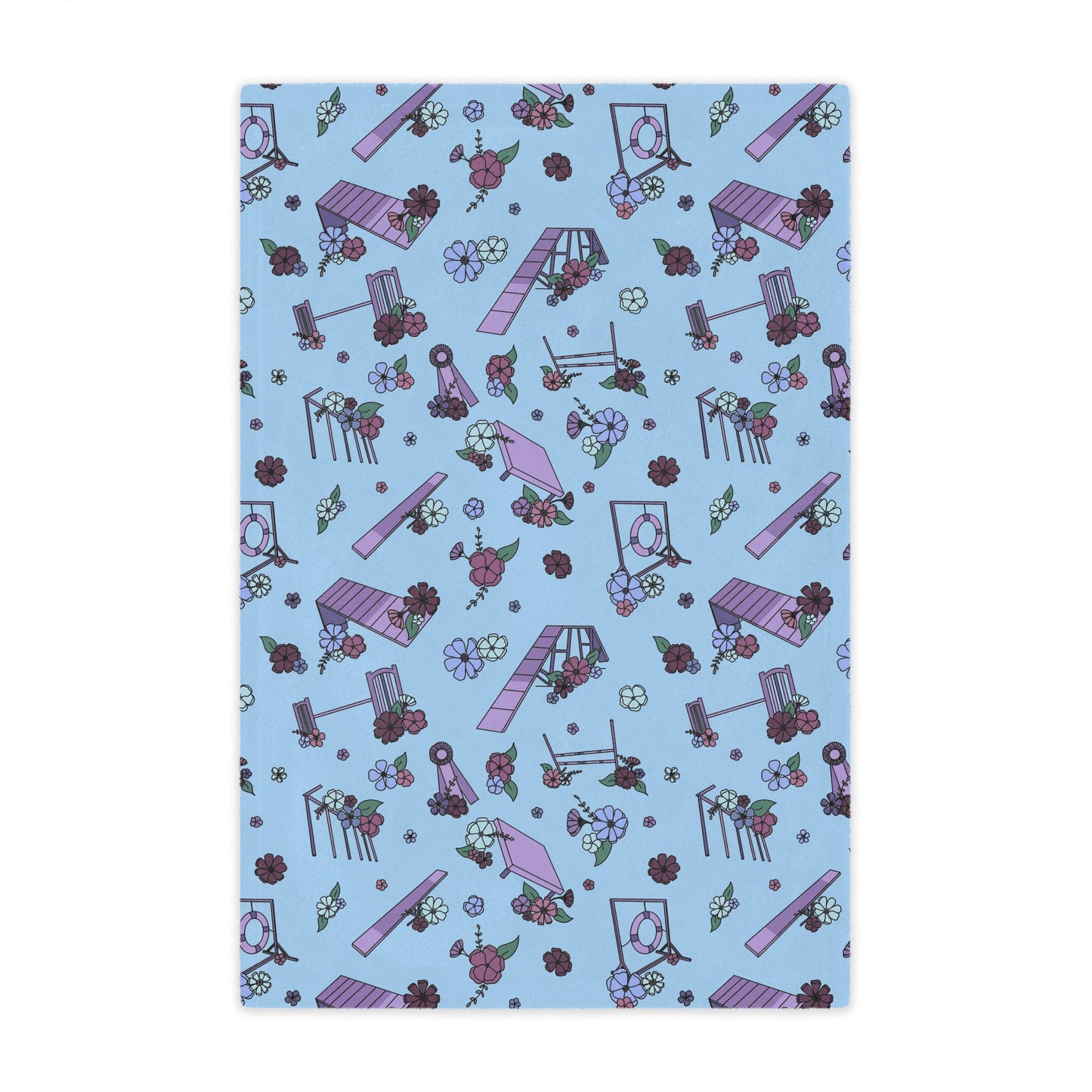 Blue Floral Dog Agility Minky Blanket