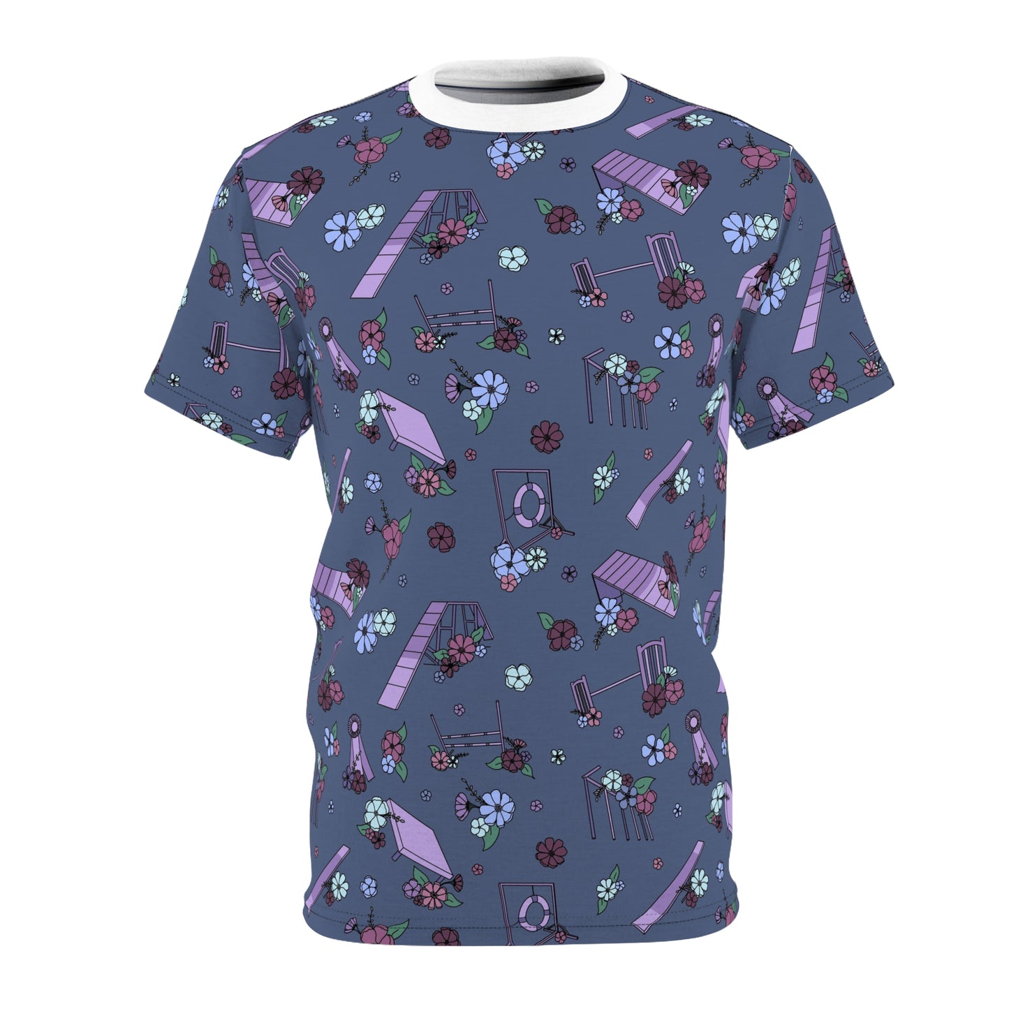 Navy Floral Agility Equipment All Over Print Tee