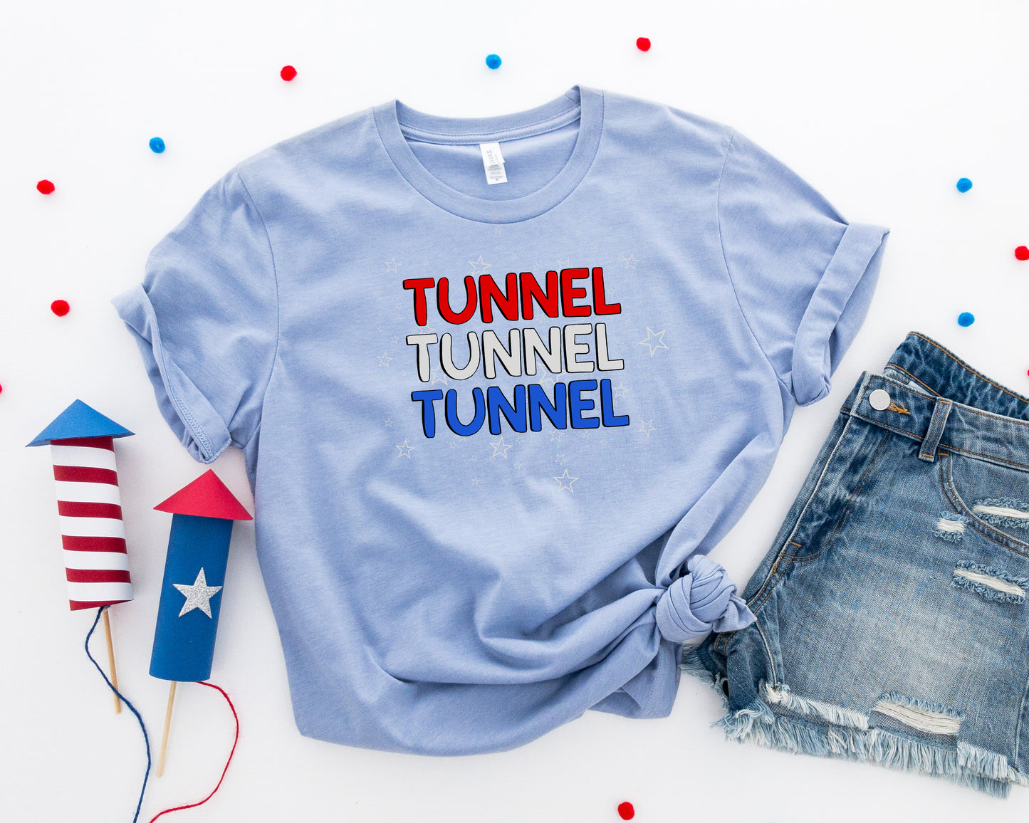 Stars and Stripes Tunnel Tunnel Tunnel Bella + Canvas Unisex Jersey T-Shirt
